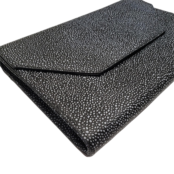 Halogen | Black Speckled Chic Glam Flap Closure Clutch On Chain Women's - Picture 4 of 9